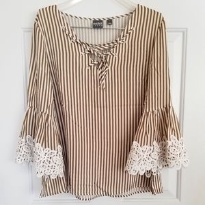 NewYork & Company SOHO Olive & White Blouse